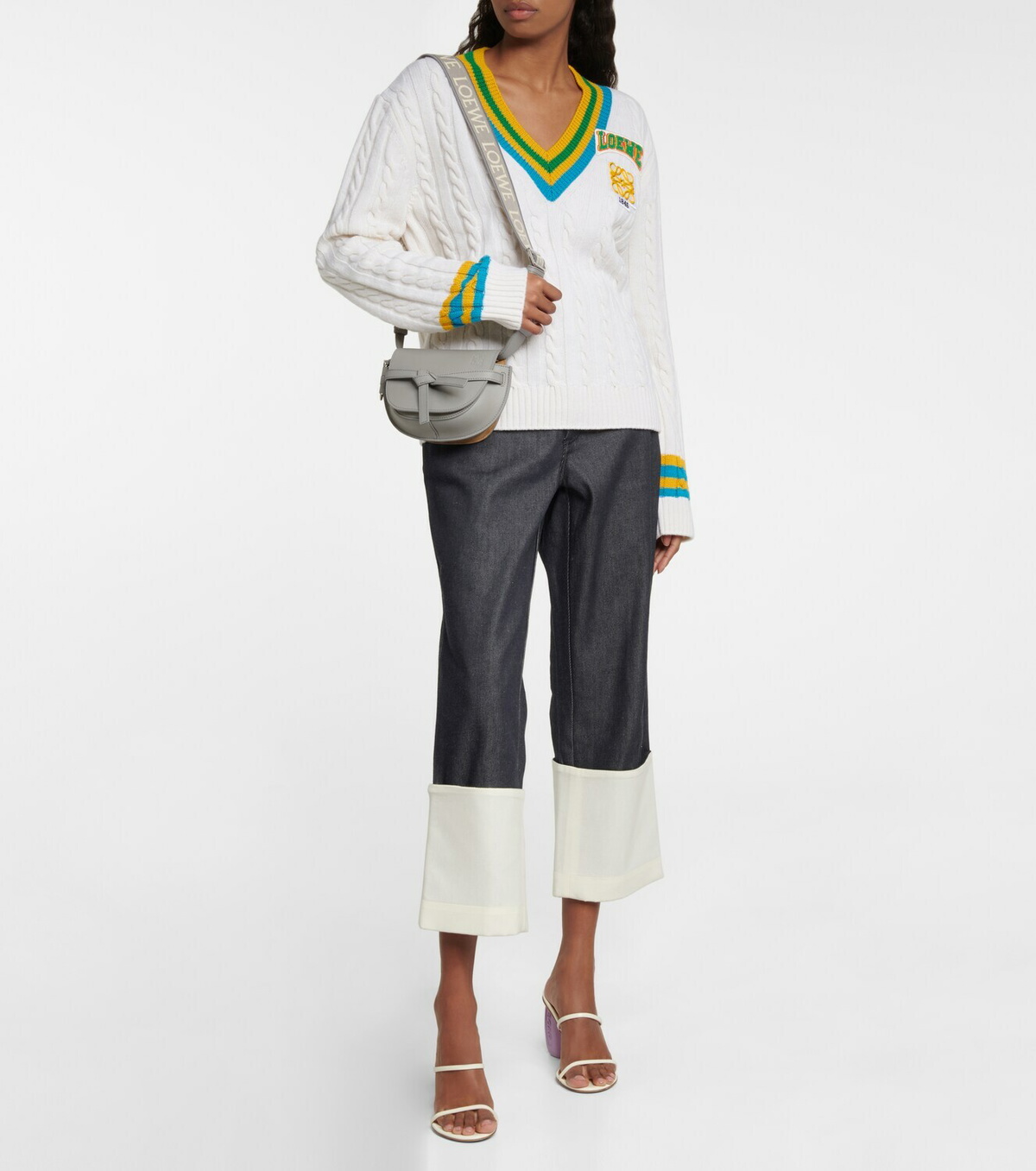 【LOEWE】Gate Dual mini two-tone leather shoulder bag LOEWE Mini Gate Dual Leather Shoulder Bag | Saks Fifth Avenue