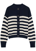 Frame Striped Cotton Cardigan Navy