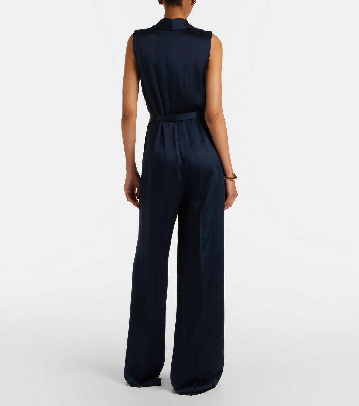 Max Mara Elegante belted satin jumpsuit