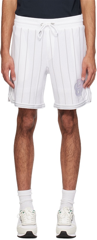 Photo: BOSS White & Gray Stripe Shorts