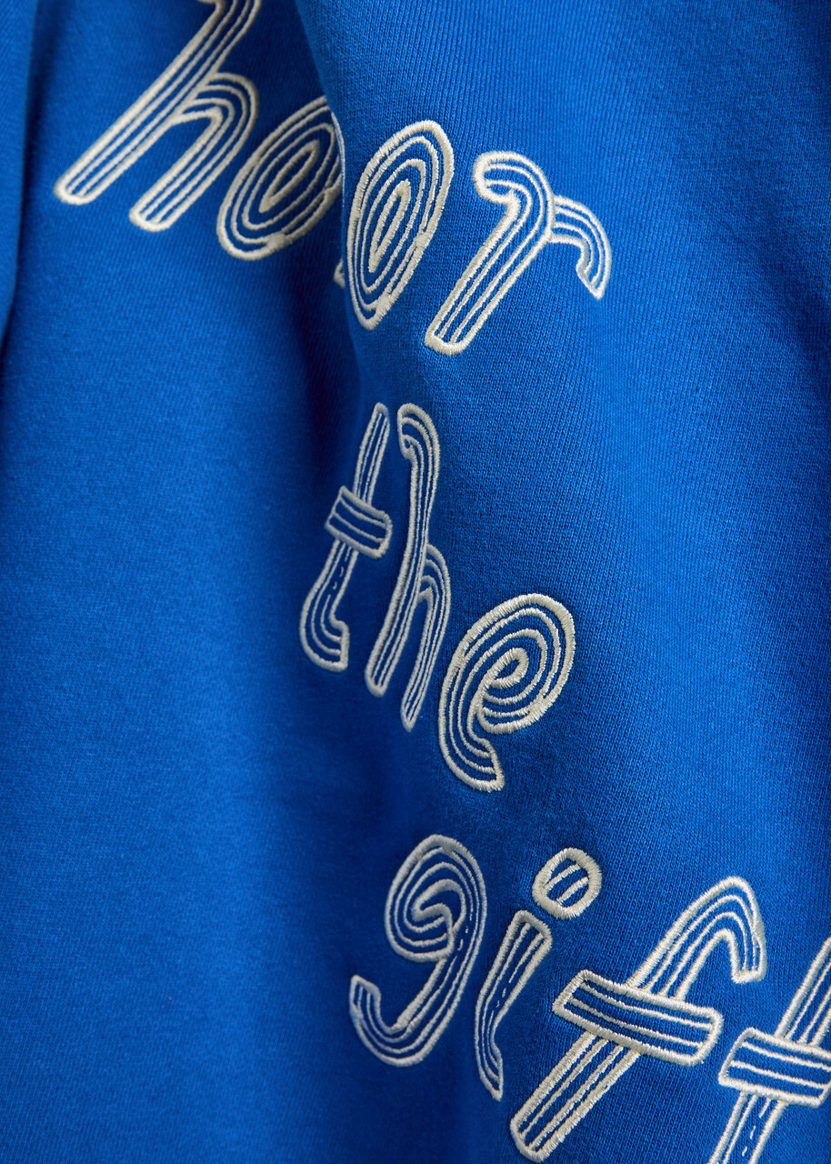 Honor The Gift Hooded Cotton Sweatshirt Blue