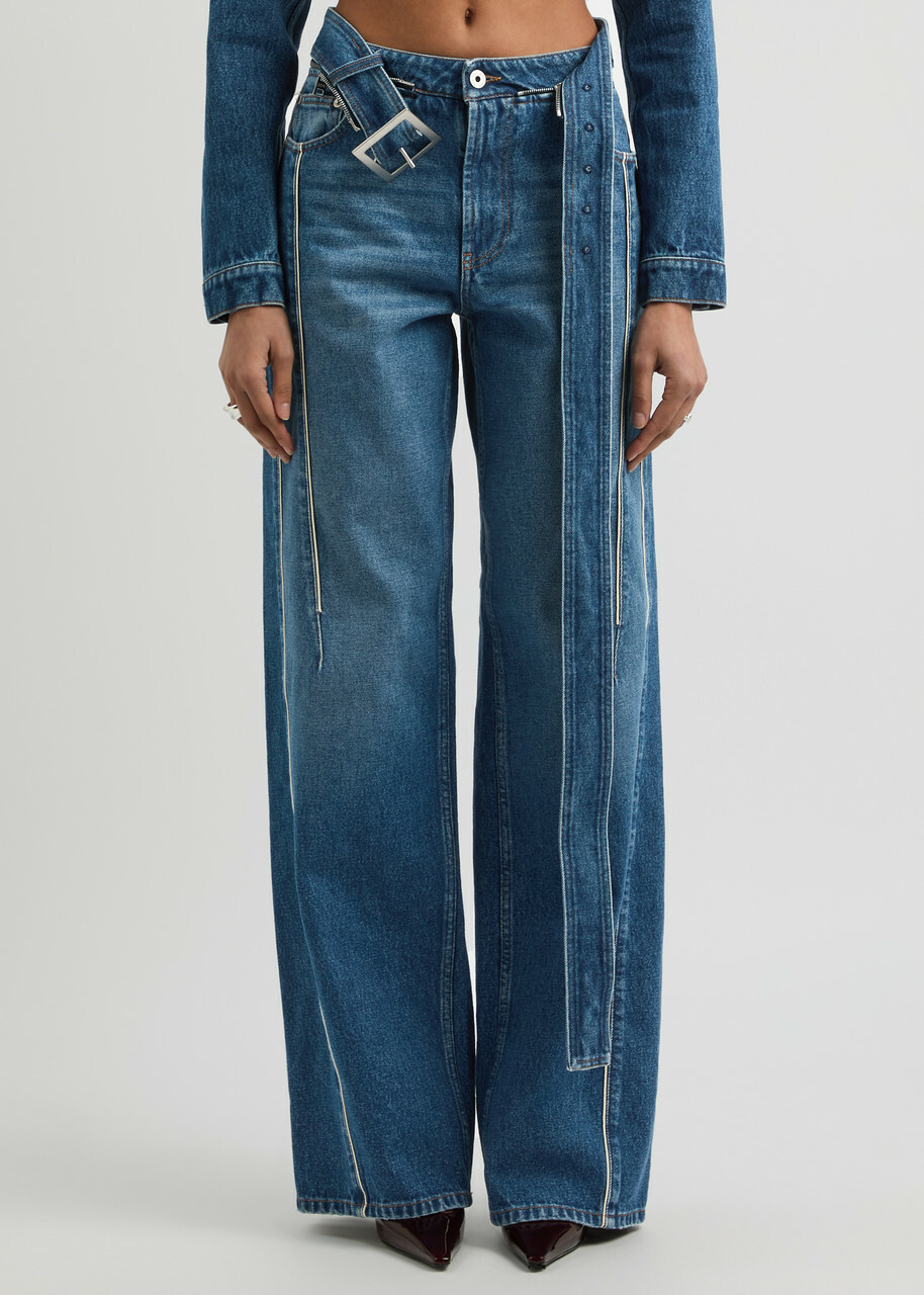 Jean Paul Gaultier Belted Wide-leg Jeans Blue