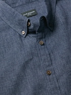 CLUB MONACO - Slim-Fit Button-Down Collar Linen-Blend Chambray Shirt - Blue - M