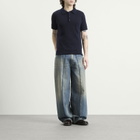 Maison Margiela Men's Knitted Polo Shirt in Blu/Black