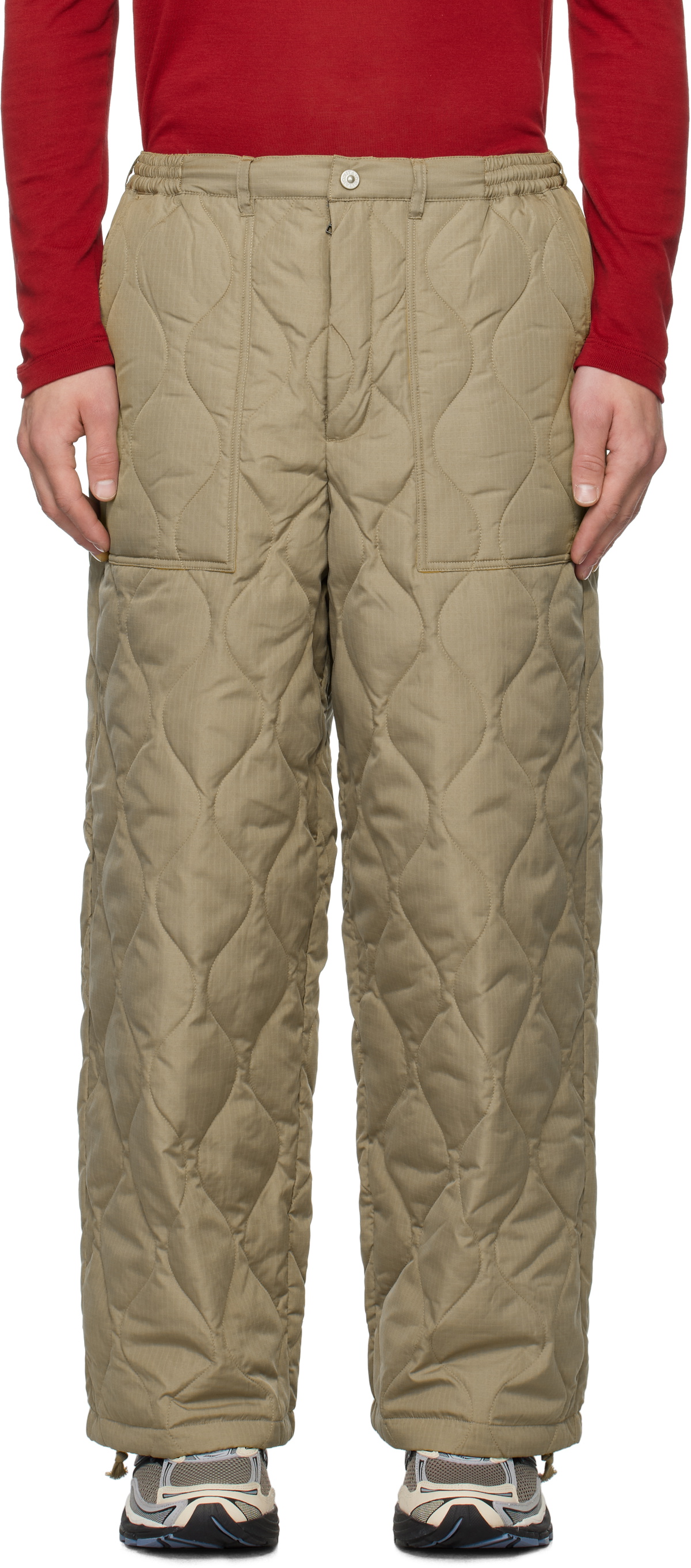 TAION Beige Military Down Trousers Taion Extra