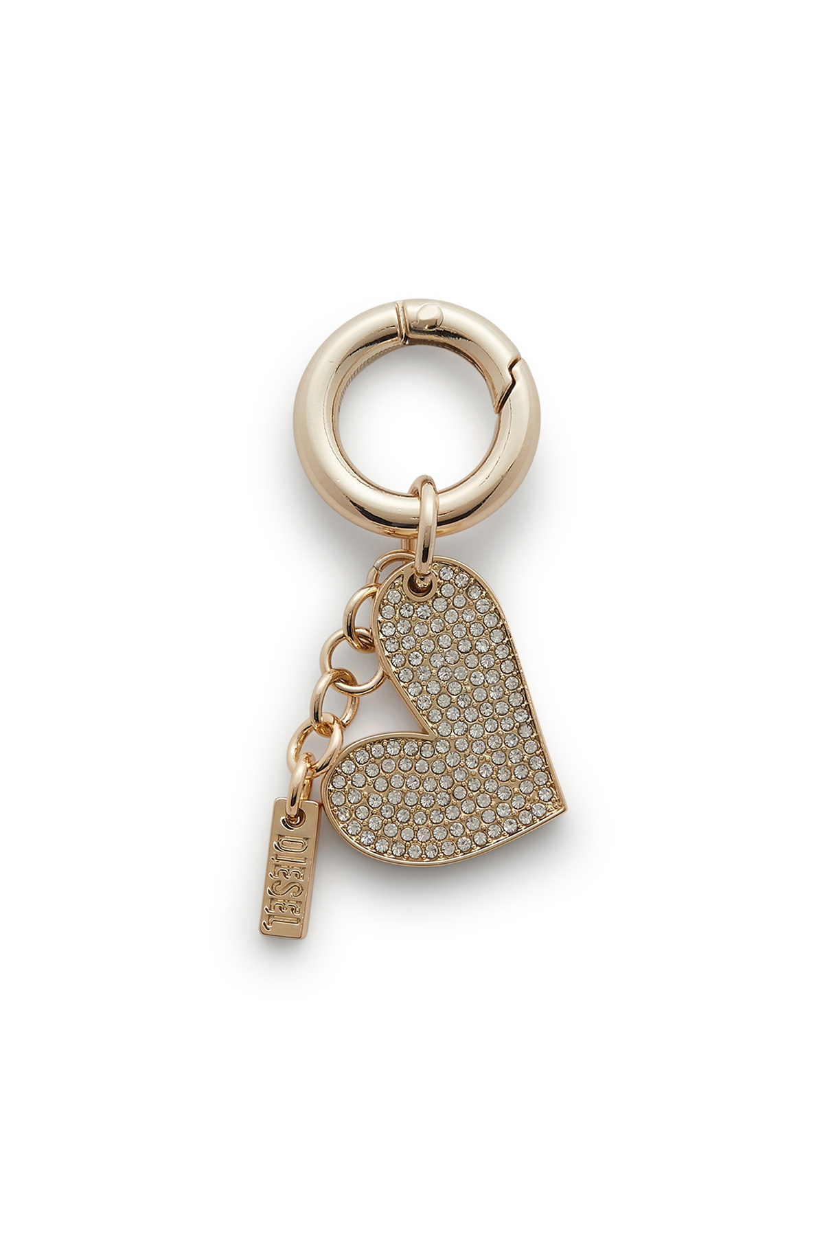 Diesel Metal heart charm with rhinestones - Charms and Keyrings Womens in Gold