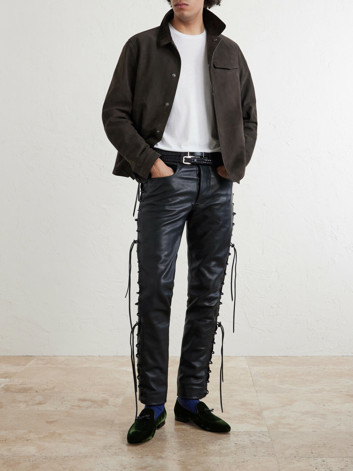 TOM FORD - Straight-Leg Full-Grain Leather Trousers - Black