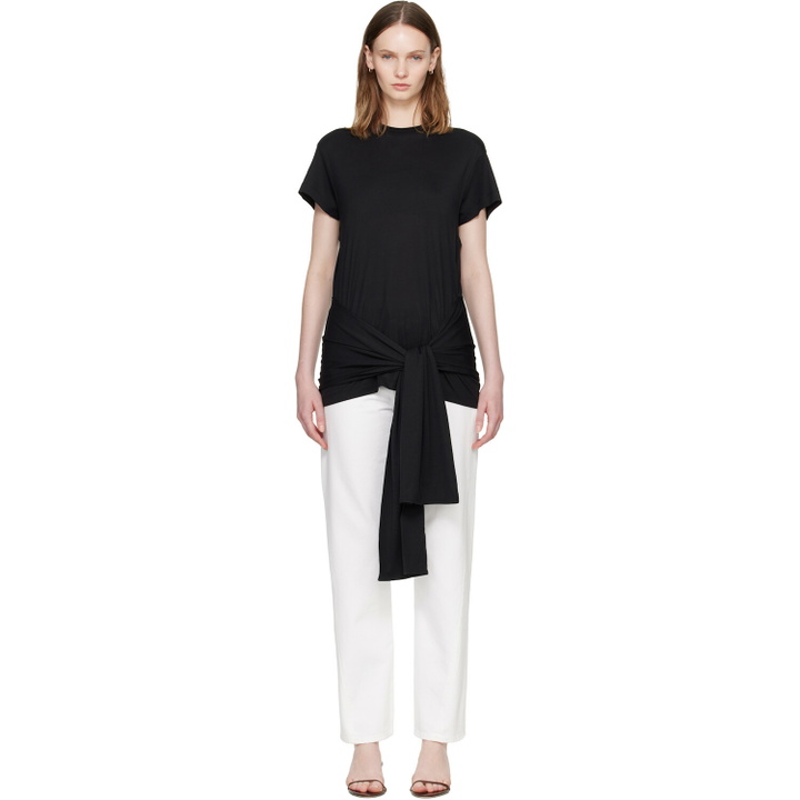 Photo: TOTEME Black Tie-Waist Jersey T-shirt