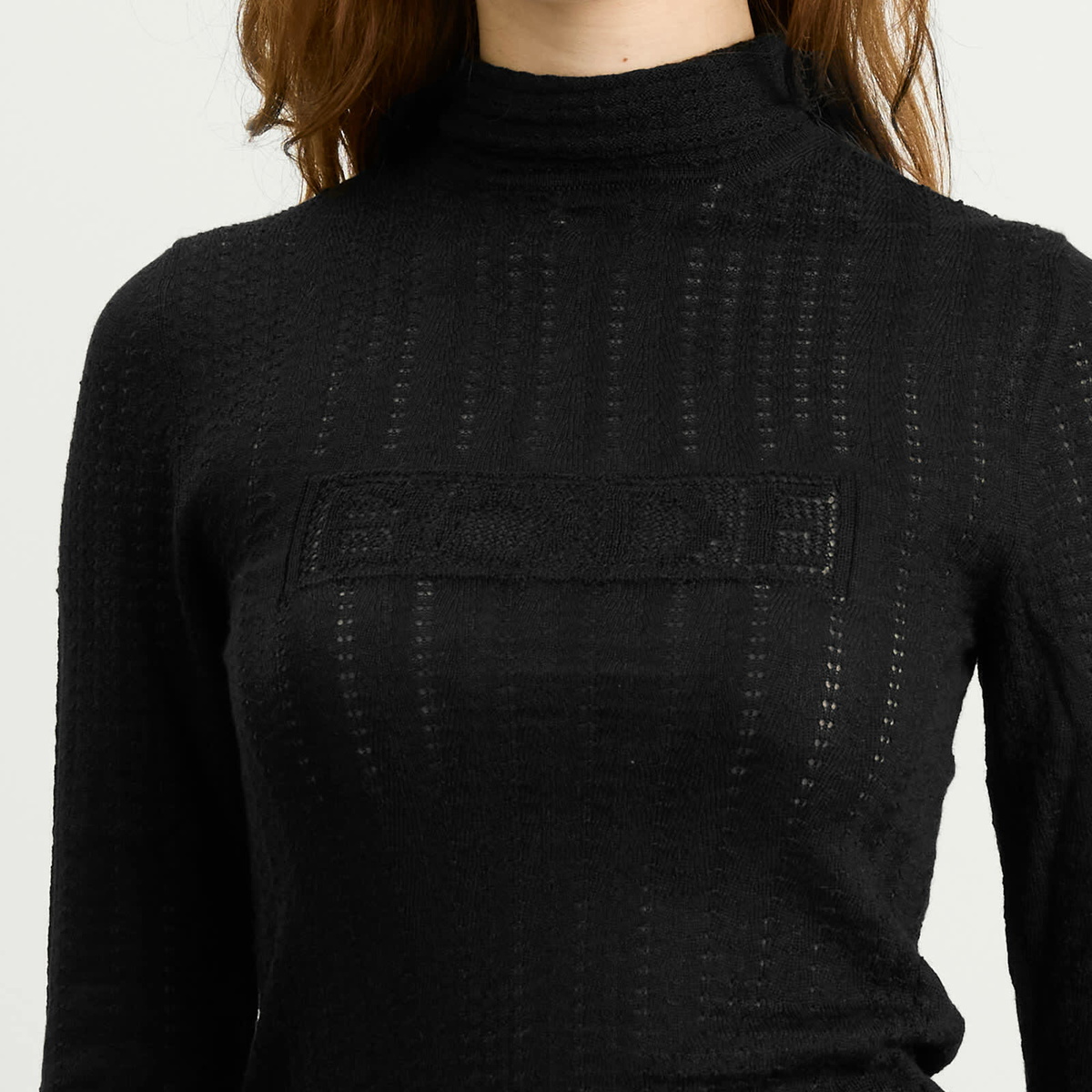 Bode Women's Louise Long Sleeve Knitted Top in Black