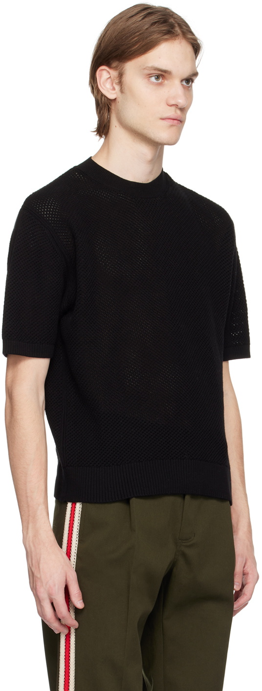 Factor's Black High Crew Mesh Knit T-Shirt