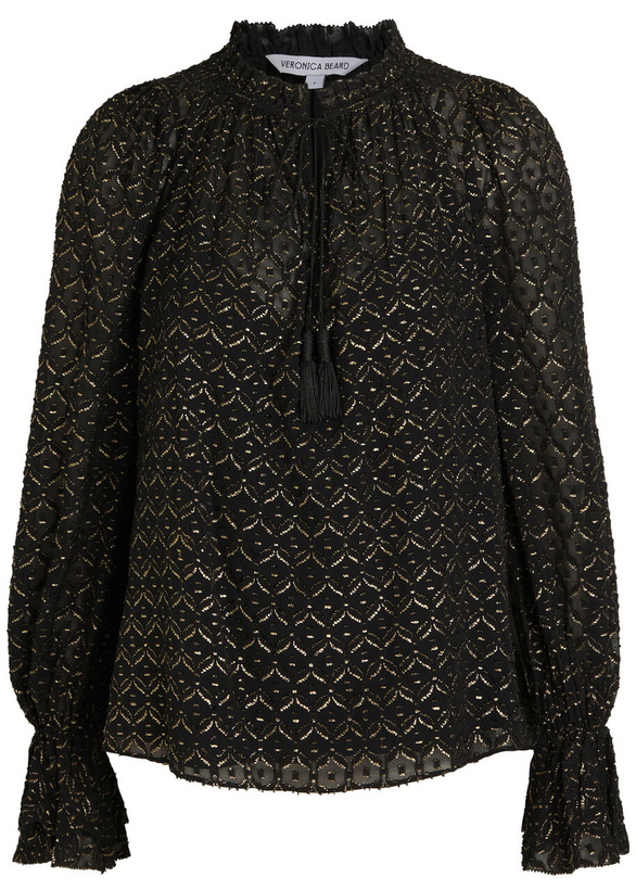 Photo: Veronica Beard Maxime fil Coupé Chiffon Blouse Black