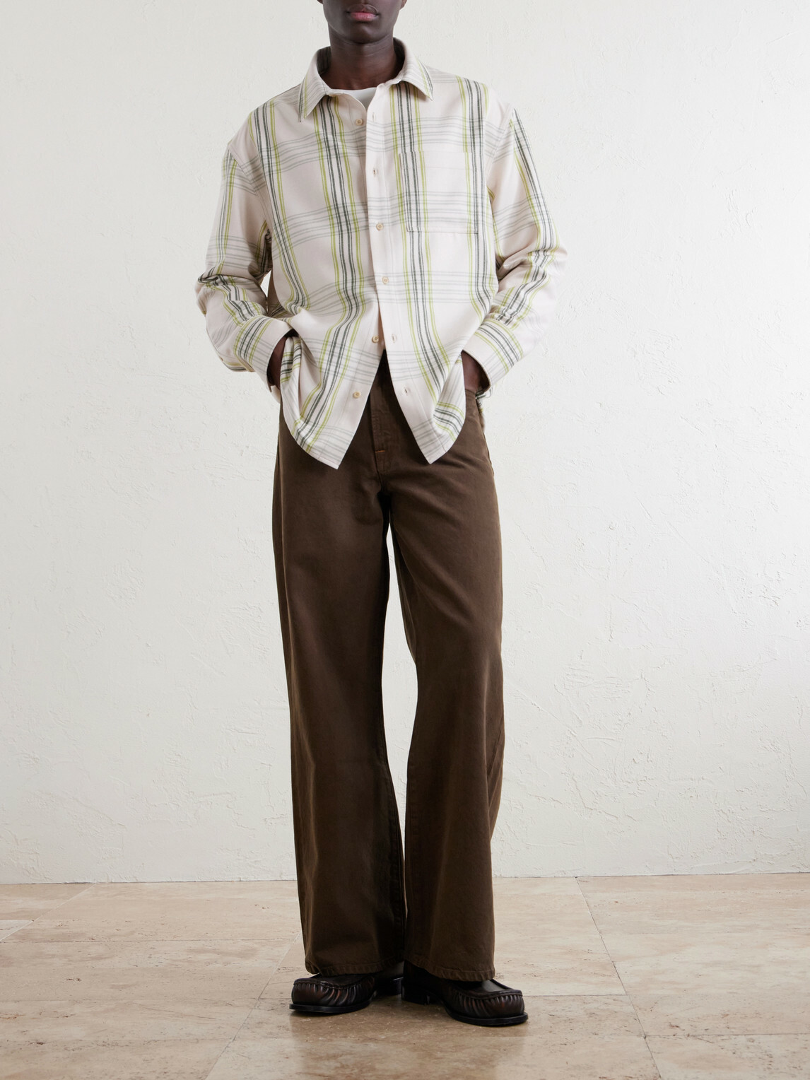 The Elder Statesman - Snap Pea Checked Virgin Wool, Silk and Cashmere-Blend Overshirt - Brown
