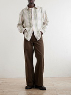 The Elder Statesman - Snap Pea Checked Virgin Wool, Silk and Cashmere-Blend Overshirt - Brown