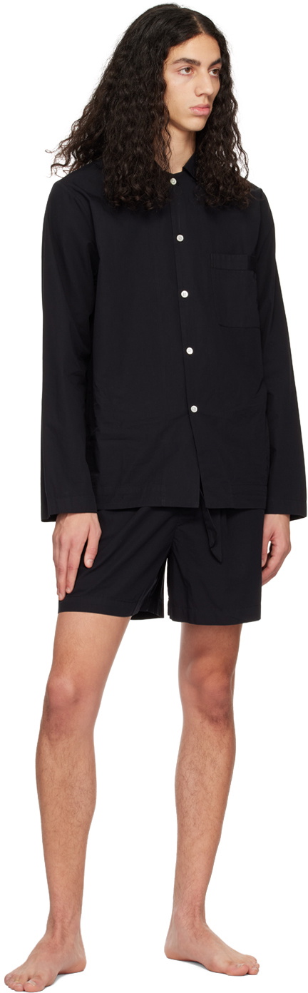 Tekla Black Drawstring Pyjama Shorts Tekla Fabrics