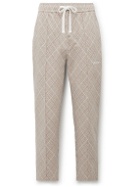 Malbon Golf - Slim-Fit Checked Jersey Drawstring Golf Trousers - Neutrals