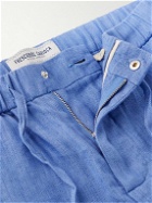 Frescobol Carioca - Oscar Straight-Leg Linen and Cotton-Blend Drawstring Trousers - Blue