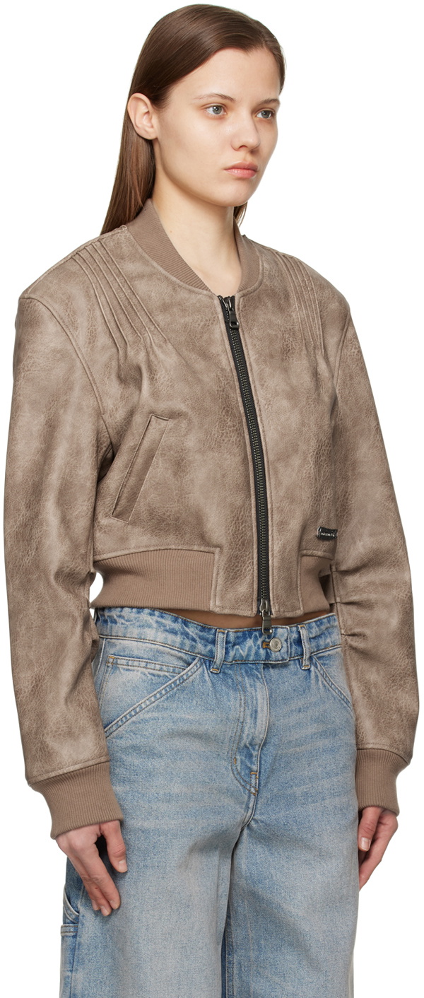 Andersson Bell Brown Tanya Faux-Leather Bomber Jacket