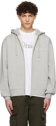Dime Gray Cursive Small Logo Zip Hoodie