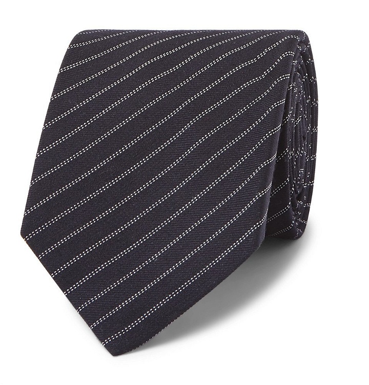 Photo: Berluti - 6.5cm Striped Wool and Silk-Blend Tie - Midnight blue