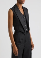 Alexander Mcqueen Striped Cropped Wool Waistcoat Navy