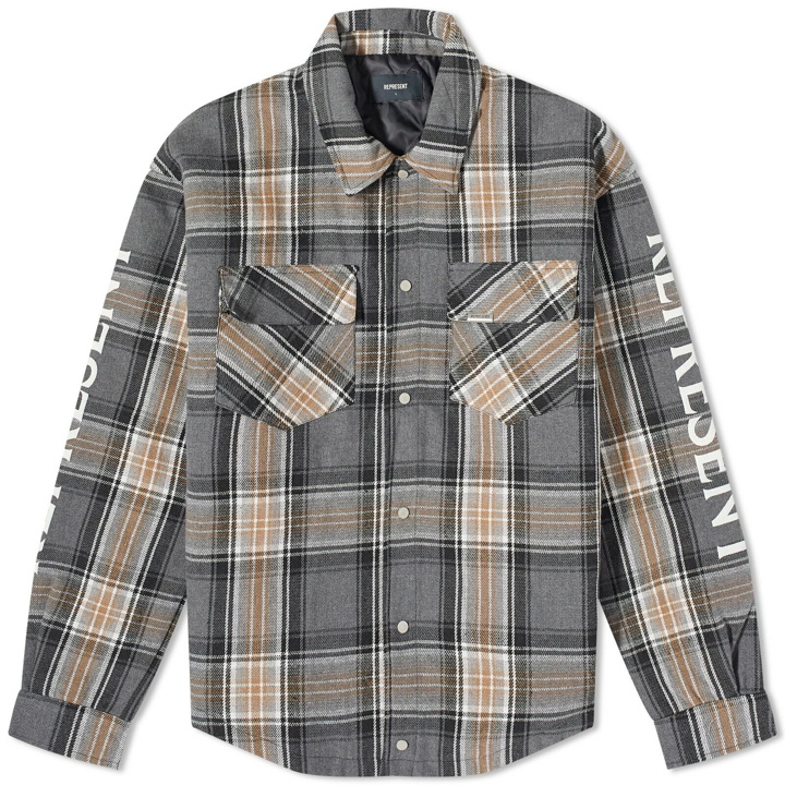 Photo: Represent Men's Quilted Flannel Shirt Jacket in Grey