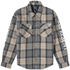 Represent Men's Quilted Flannel Shirt Jacket in Grey