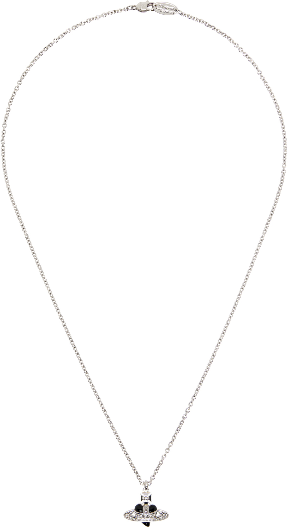 Vivienne Westwood Silver & Black New Diamante Heart Pendant 