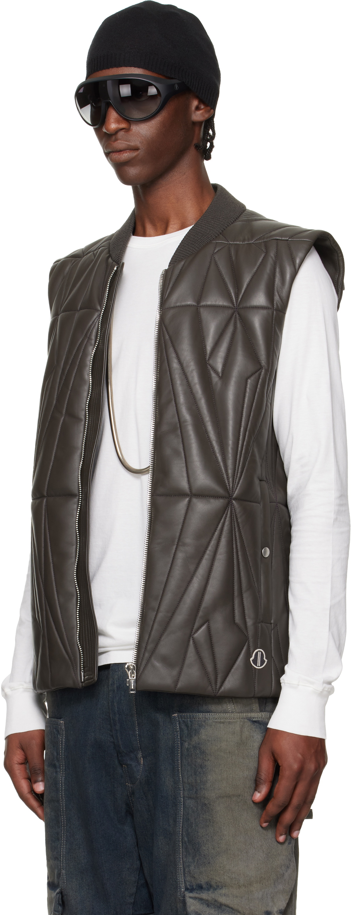 Rick Owens Moncler + Rick Owens Brown Geocamo Flight Vest