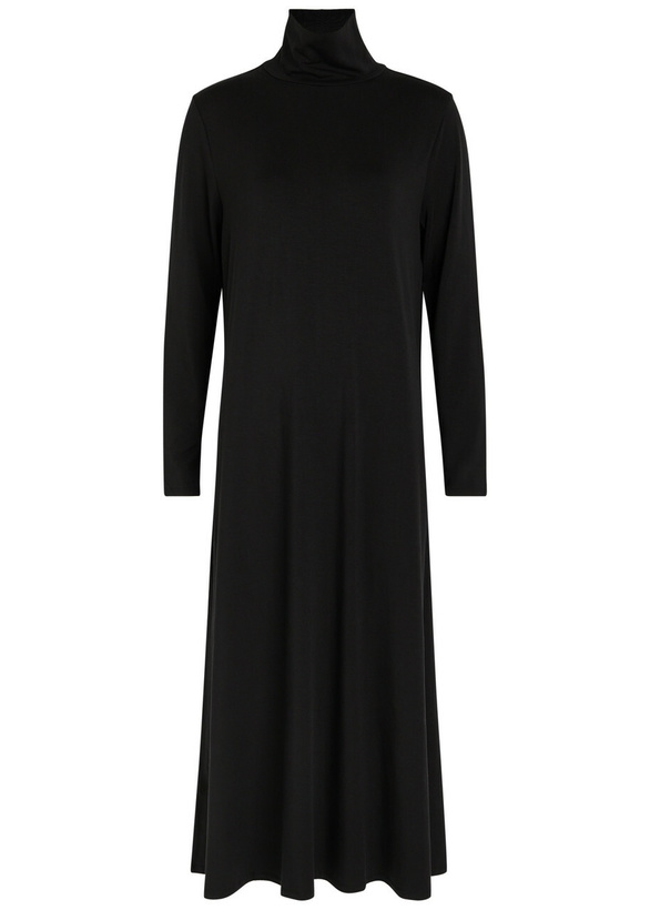 Photo: Eileen Fisher Turtle-neck Jersey Midi Dress Black