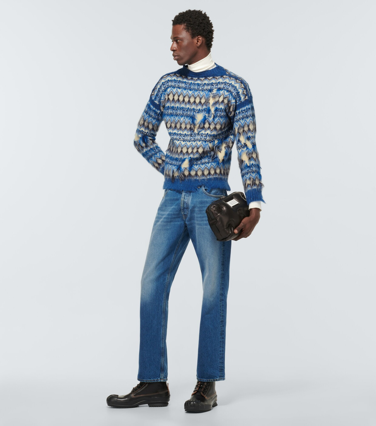 Maison Margiela - Distressed wool-blend Fairisle sweater
