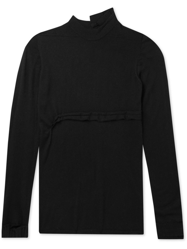Photo: Rick Owens - Swampgod Slim-Fit Upcycled Panelled Cashmere Sweater - Black