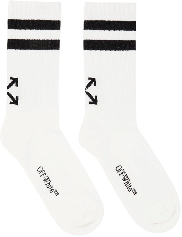 Photo: Off-White White & Black Striped Socks