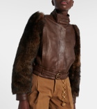 Chloé Cropped shearling-trimmed leather jacket