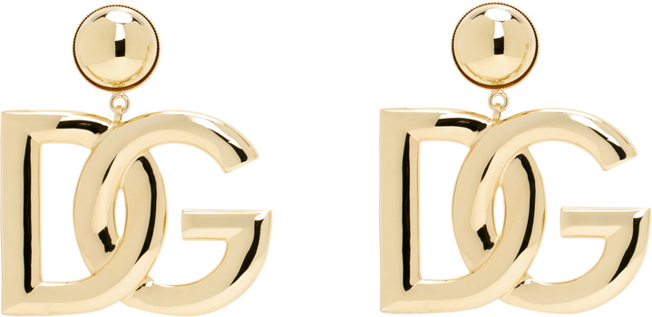Photo: Dolce&Gabbana Gold 'DG' Logo Clip-On Earrings