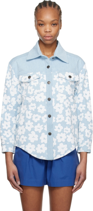 Photo: MSGM Blue Printed Denim Shirt