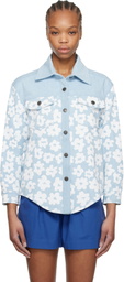 MSGM Blue Printed Denim Shirt