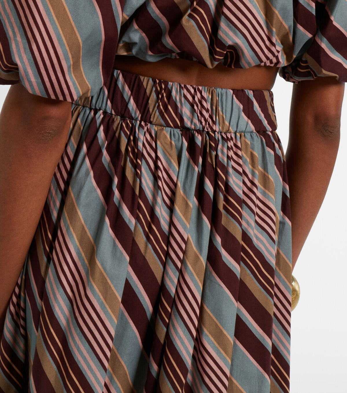 Adriana Degreas Striped cotton-blend maxi skirt