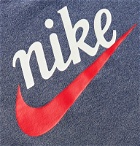 Nike - Sportswear Heritage Logo-Print Fleece-Back Cotton-Blend Jersey Hoodie - Blue