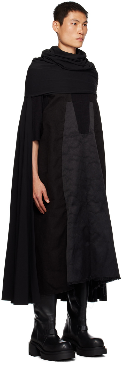 Rick Owens Black Cowl Neck Coat Rick Owens