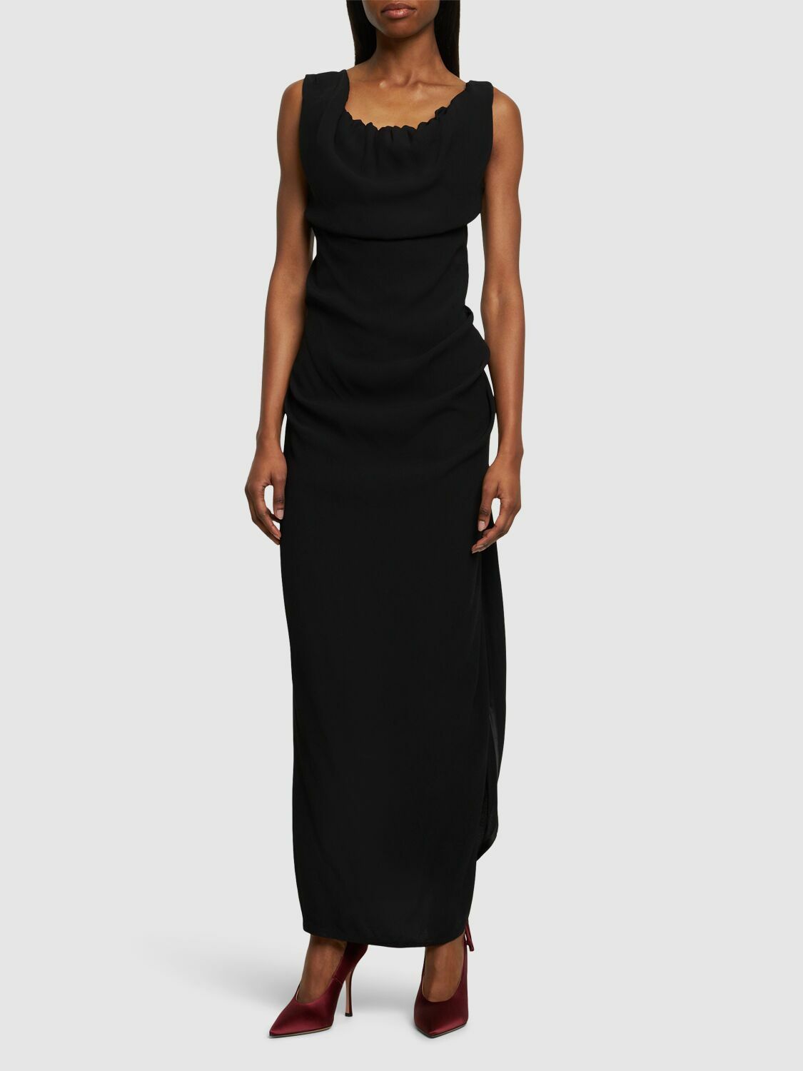 vivienne westwood ginnie off-the-shoulder cady maxi dress Ginnie draped jersey maxi dress in black - Vivienne Westwood
