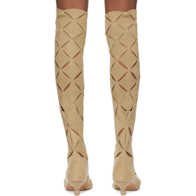 ISA BOULDER SSENSE Exclusive Beige Thigh-High Argyle Boots