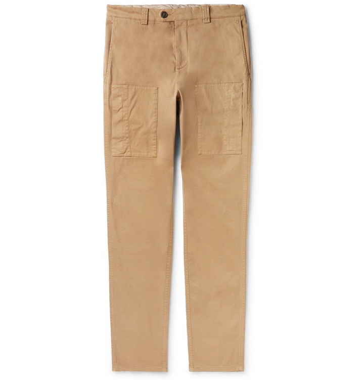 Photo: Brunello Cucinelli - Slim-Fit Garment-Dyed Stretch-Cotton Cargo Trousers - Camel