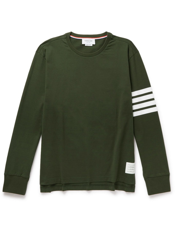 Photo: Thom Browne - Striped Cotton-Jersey T-Shirt - Green