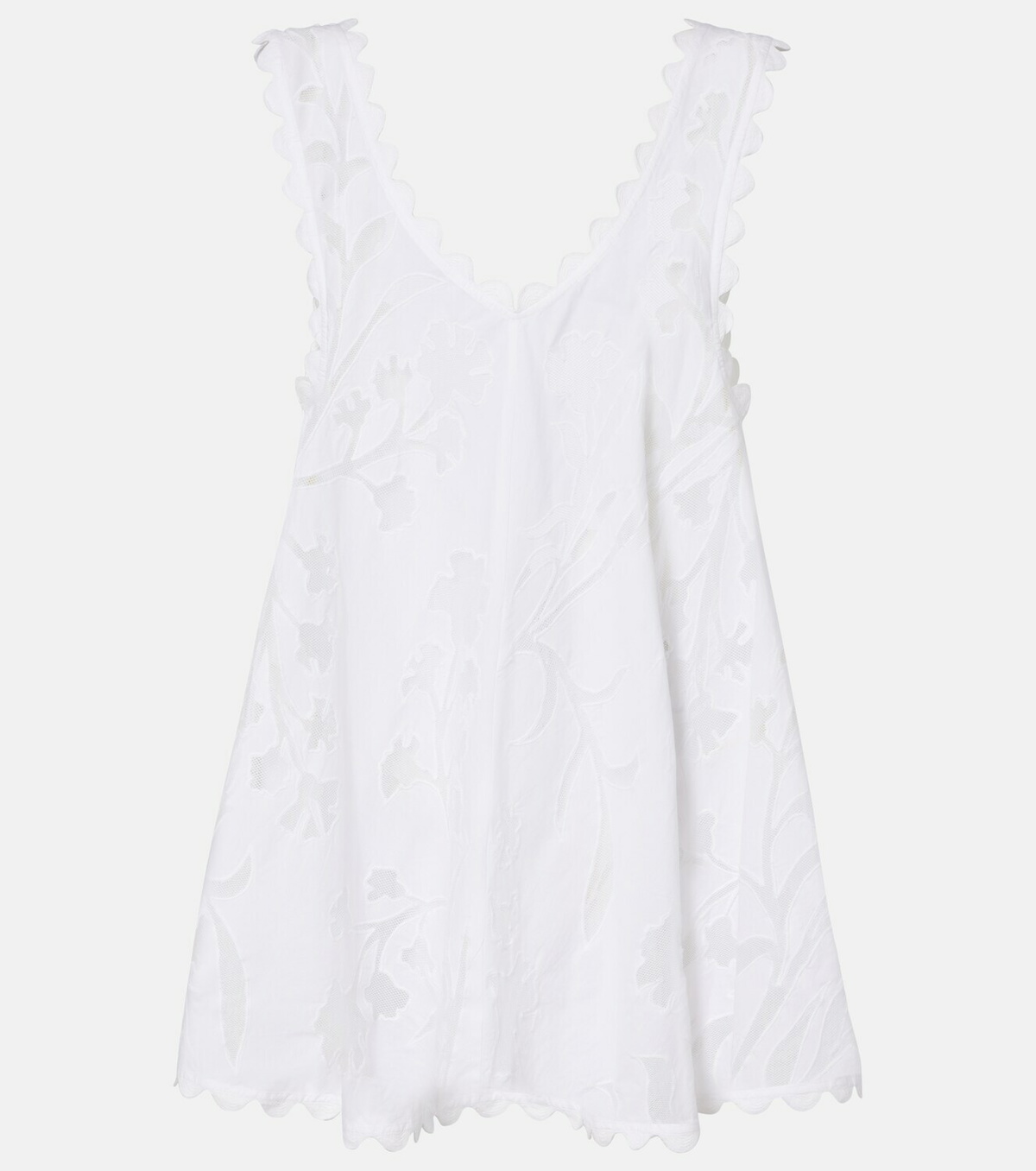 Juliet Dunn Embroidered scalloped cotton minidress