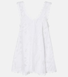 Juliet Dunn Embroidered scalloped cotton minidress
