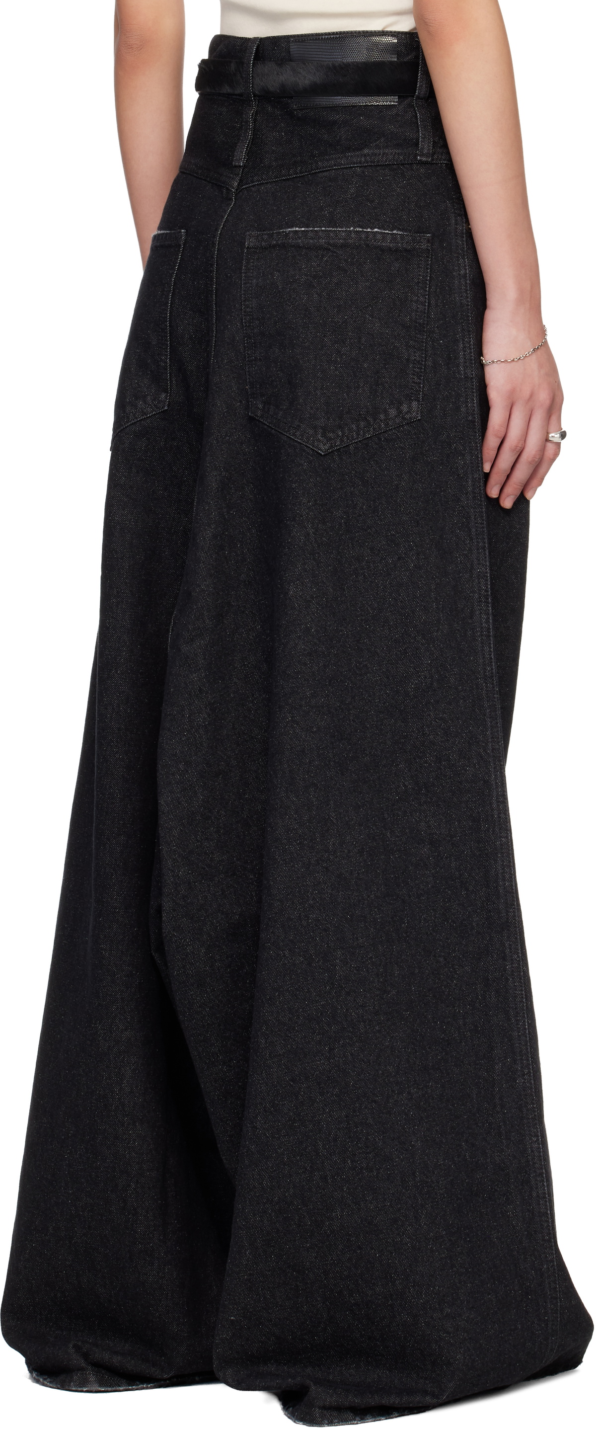 LU'U DAN Black Drop Crotch Denim Jeans