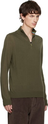 Paul Smith Khaki Merino Wool Half-Zip Sweater