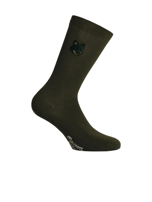 Photo: Maison Kitsuné bold Fox Green Cotton Blend Socks