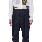 Junya Watanabe Indigo Cotton and Linen Denim Trousers