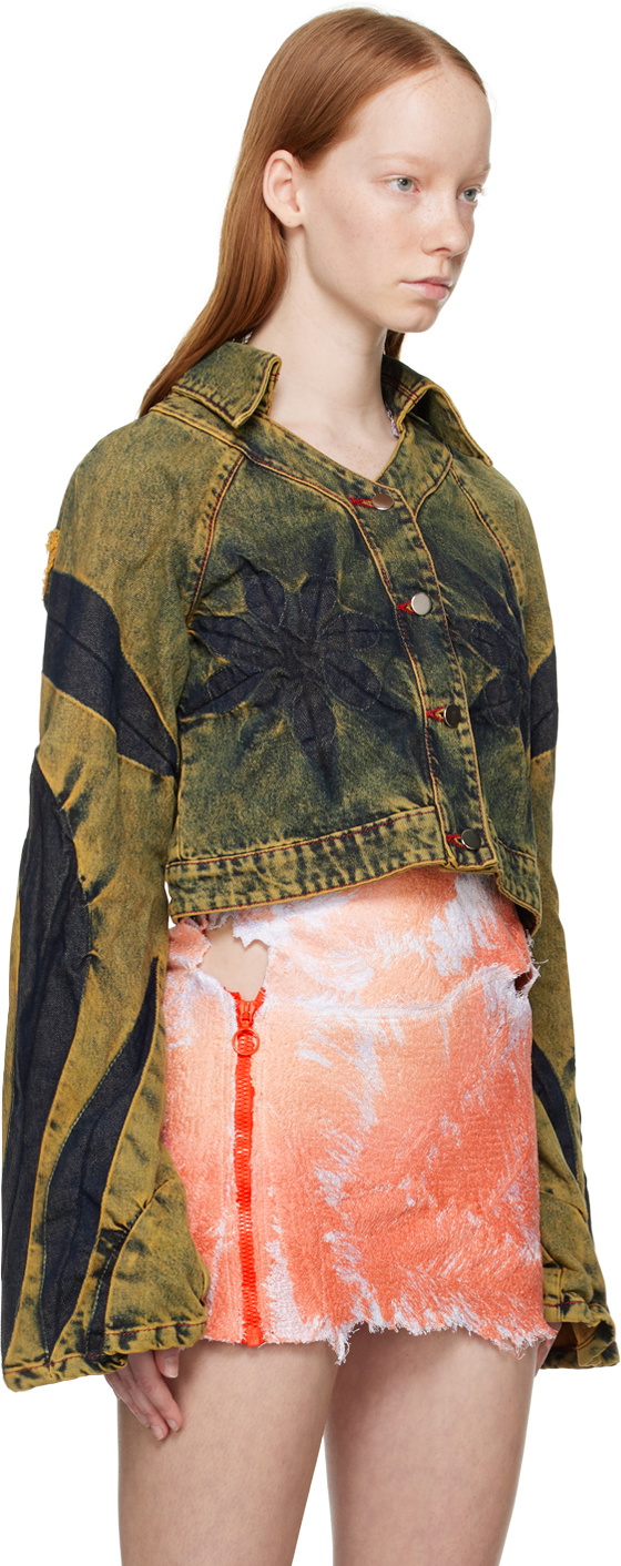 Masha Popova Yellow Butterfly Back Denim Jacket